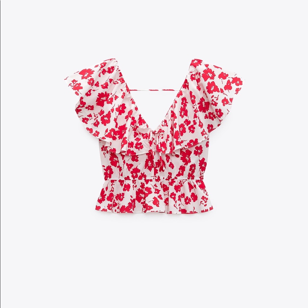 Zara Ruffled Print Blouse - Picture 5 of 9